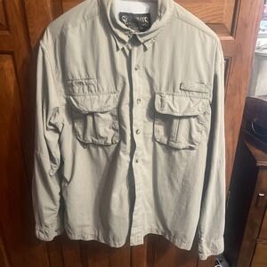 Sportsman Warehouse Fishing Shirt Men's Size M Green Button Down Long Sleeve